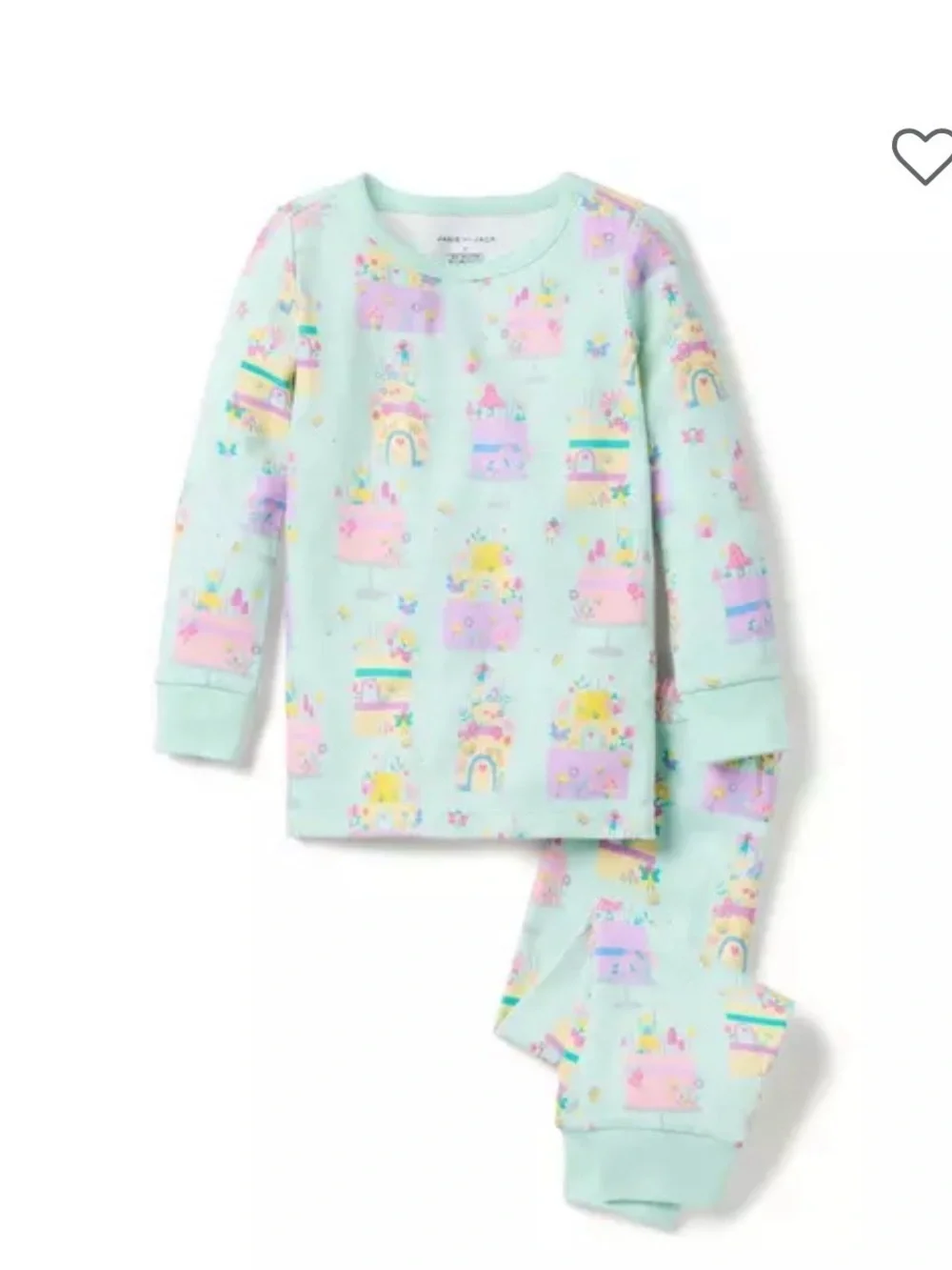 Janie and Jack Mint Unicorn & Cake Print Pajama Set